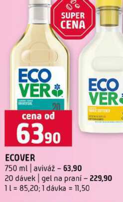 ECOVER 750 ml aviváž 20 dávek gel na praní