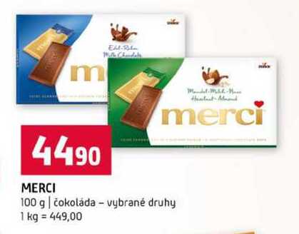 MERCI 100 g čokoláda vybrané druhy