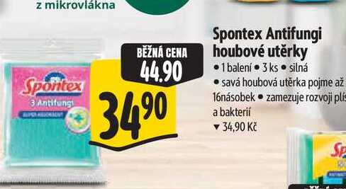 Spontex Antifungi houbové utěrky 1 balení 3 ks