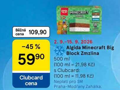 Algida Minecraft Big Block Zmzlina, 500 ml