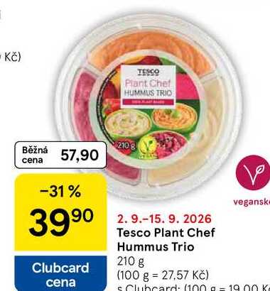 Tesco Plant Chef Hummus Trio, 210 g 