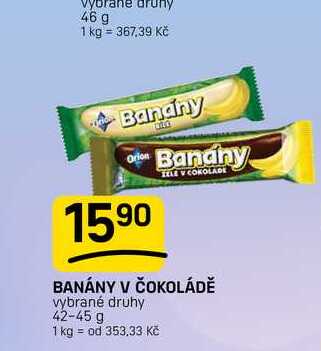 BANÁNY V ČOKOLÁDĚ vybrané druhy 42-45 g 