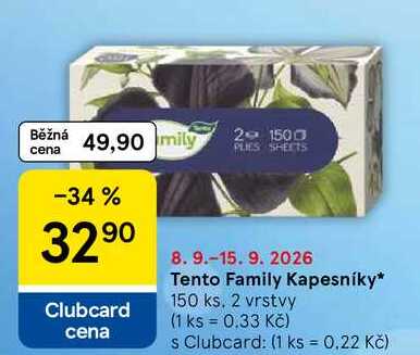 Tento Family Kapesníky, 150 ks, 2 vrstvy