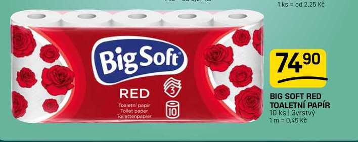 BIG SOFT RED TOALETNÍ PAPÍR 10 ks | 3vrstvý