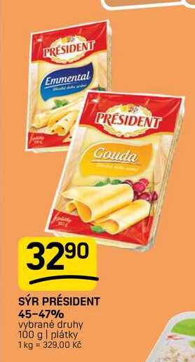 SÝR PRÉSIDENT 45-47% vybrané druhy 100 g | plátky