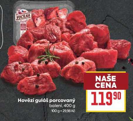Hovězí guláš porcovaný balení, 400 g