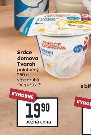 Srdce domova Tvaroh polotučný 250 g 