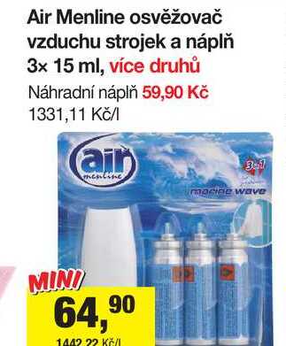 Air Menline osvěžovač vzduchu strojek a náplň 3x 15 ml