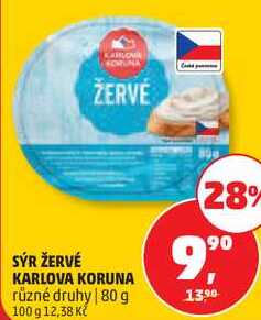 SÝR ŽERVÉ KARLOVA KORUNA různé druhy, 80 g