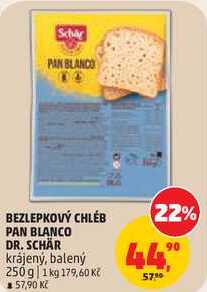 BEZLEPKOVÝ CHLÉB PAN BLANCO DR. SCHÄR krájený, balený, 250 g
