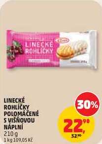 LINECKÉ ROHLÍČKY POLOMÁČENÉ S VIŠŇOVOU NÁPLNÍ, 210 g