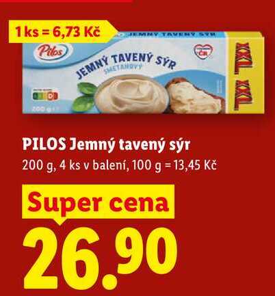 PILOS Jemný tavený sýr, 200 g