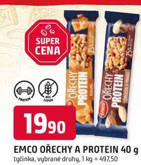 EMCO OŘECHY A PROTEIN 40 g tyčinka