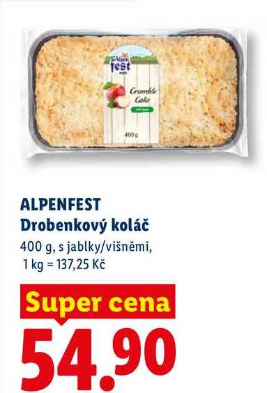 ALPENFEST Drobenkový koláč, 400 g