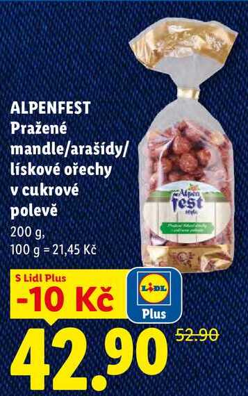 ALPENFEST Pražené mandle/arašídy/ lískové ořechy v cukrové polevě, 200 g
