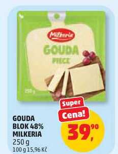 GOUDA BLOK 48% MILKERIA, 250 g