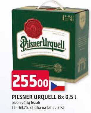 Pilsner Urquell Pivo ležák světlý 8 x 0,5l