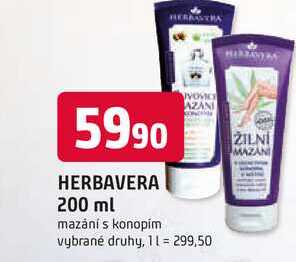 HERBAVERA 200 ml mazání s konopím