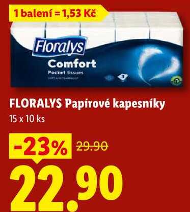 FLORALYS Papírové kapesníky, 15x 10 ks