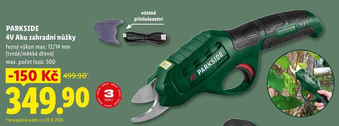 PARKSIDE 4V Aku zahradní nůžky