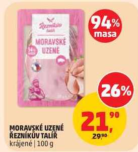 MORAVSKÉ UZENÉ ŘEZNÍKŮV TALÍŘ krájené, 100 g
