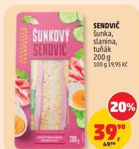 SENDVIČ šunka, slanina, tuňák, 200 g