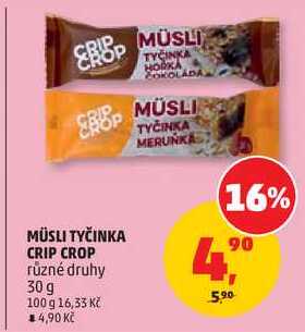 MÜSLI TYČINKA CRIP CROP různé druhy, 30 g