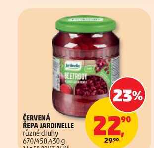 ČERVENÁ ŘEPA JARDINELLE různé druhy, 670/450,430 g