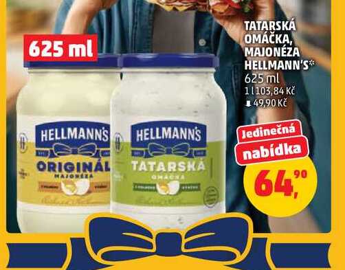 TATARSKÁ OMÁČKA, MAJONÉZA HELLMANN'S, 625 ml