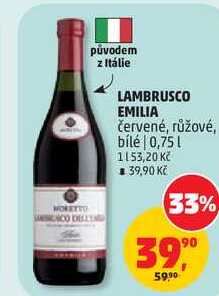 LAMBRUSCO EMILIA červené, růžové, bílé, 0,75 l
