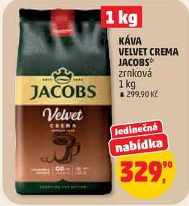 KÁVA VELVET CREMA JACOBS zrnková, 1 kg
