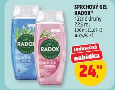 SPRCHOVÝ GEL RADOX různé druhy, 225 ml