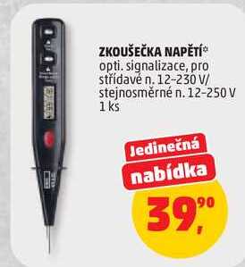 ZKOUŠEČKA NAPĚTÍ opti. signalizace, pro střídavé n. 12-230 V/ stejnosměrné n. 12-250 V, 1 ks
