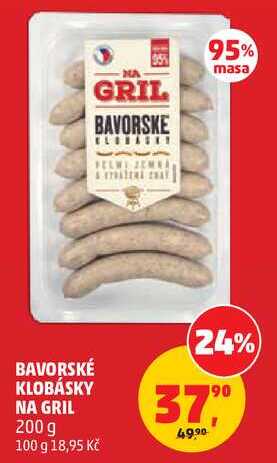 BAVORSKÉ KLOBÁSKY NA GRIL, 200 g