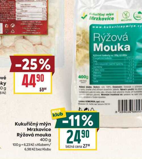 Kukuřičný mlýn Mrzkovice Rýžová mouka 400 g  