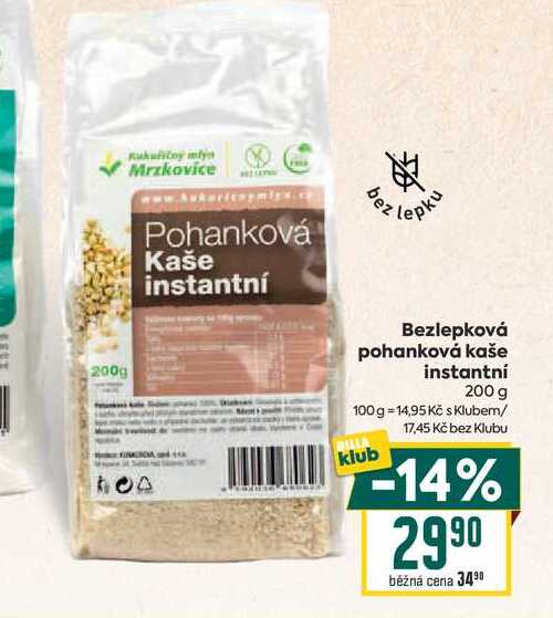 Bezlepková pohanková kaše instantní 200 g