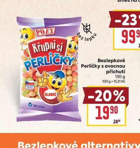 Bezlepkové Perličky s ovocnou příchutí 130 g 