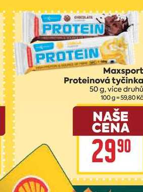 MaxSport Proteinová tyčinka 50g, vybrané druhy
