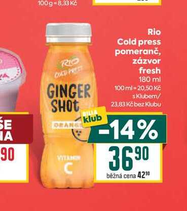 Rio Cold press pomeranč, zázvor fresh 180 ml