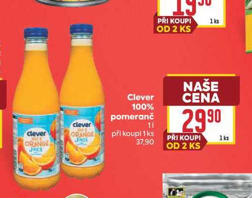 Clever 100% pomeranč 1l