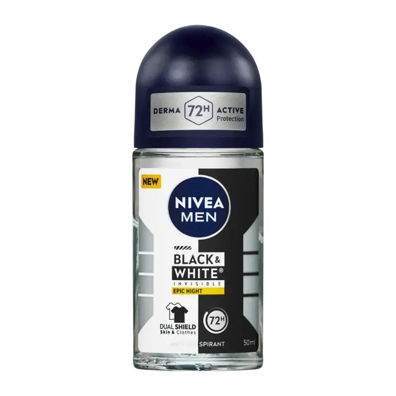 NIVEA Men Antiperspirant roll-on pro muže Black & White Invisible, 50 ml