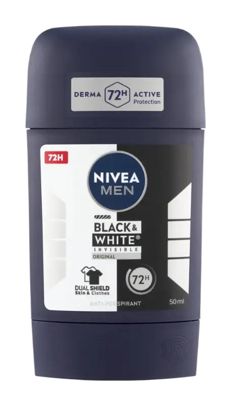 NIVEA Men Antiperspirant tuhý pro muže Black & White Invisible Original, 50 ml