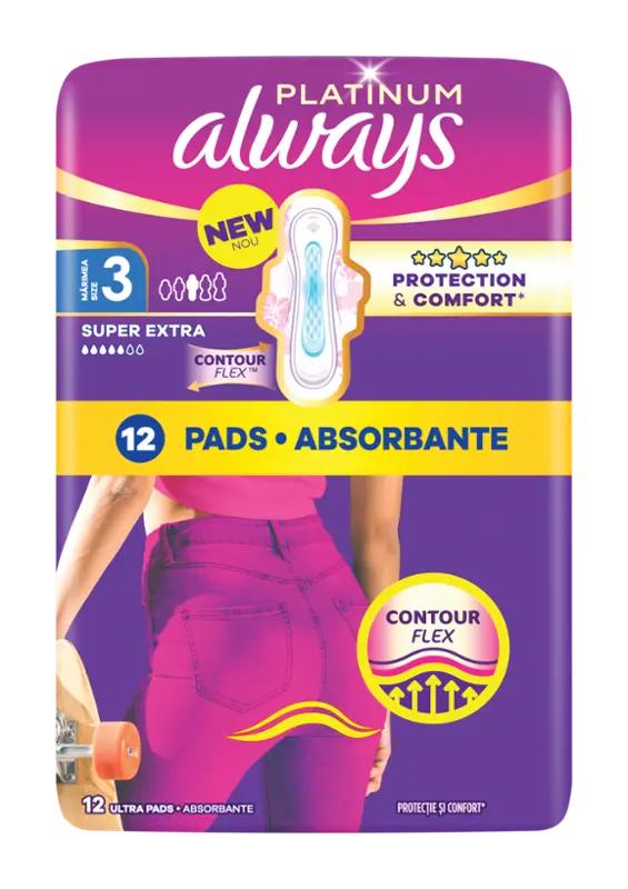 Always Hygienické vložky Platinum Super Extra s křidélky vel. 3, 12 ks