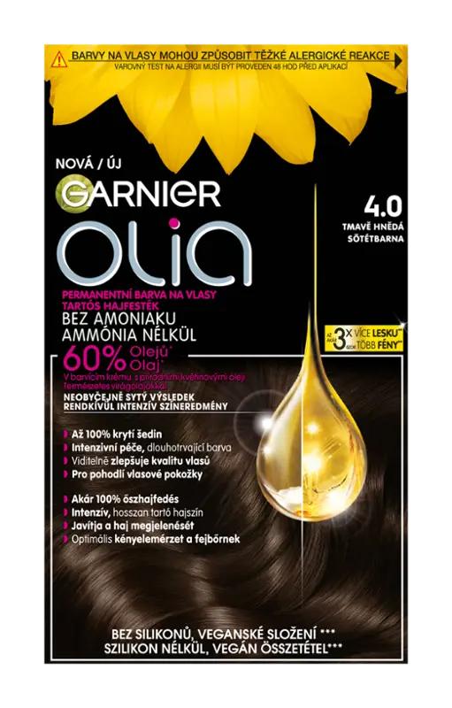 Garnier Permanentní barva na vlasy Olia bez amoniaku 4.0 tmavě hnědá, 1 ks