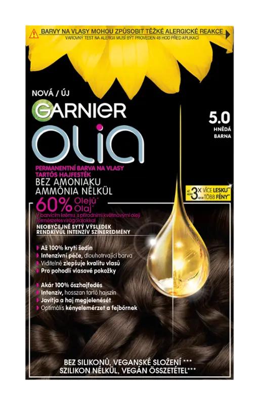 Garnier Permanentní barva na vlasy Olia bez amoniaku 5.0 hnědá, 1 ks