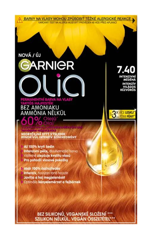 Garnier Permanentní barva na vlasy Olia bez amoniaku 7.40 intenzivní měděná, 1 ks