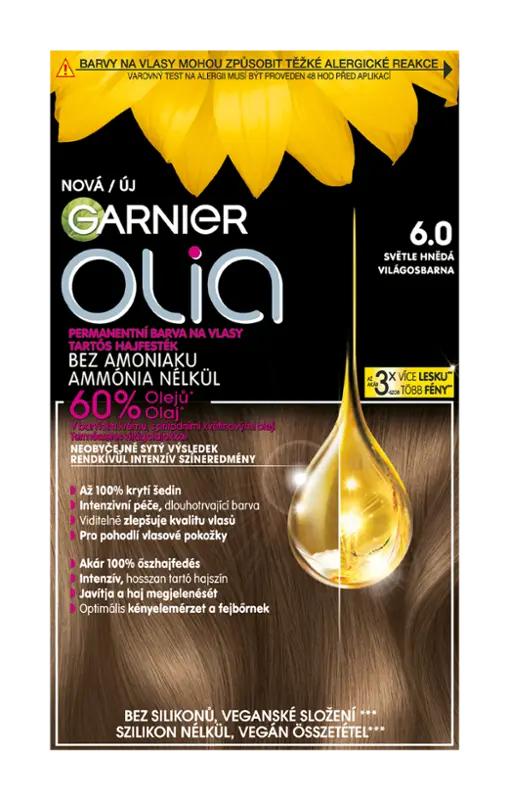 Garnier Permanentní barva na vlasy Olia bez amoniaku 6.0 světle hnědá, 1 ks