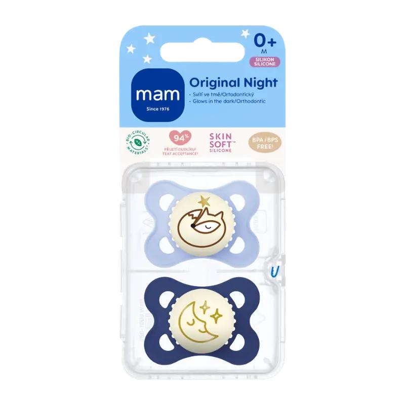 MAM Dudlík Original Night 0+ měs. modrý/tm modrý, 2 ks