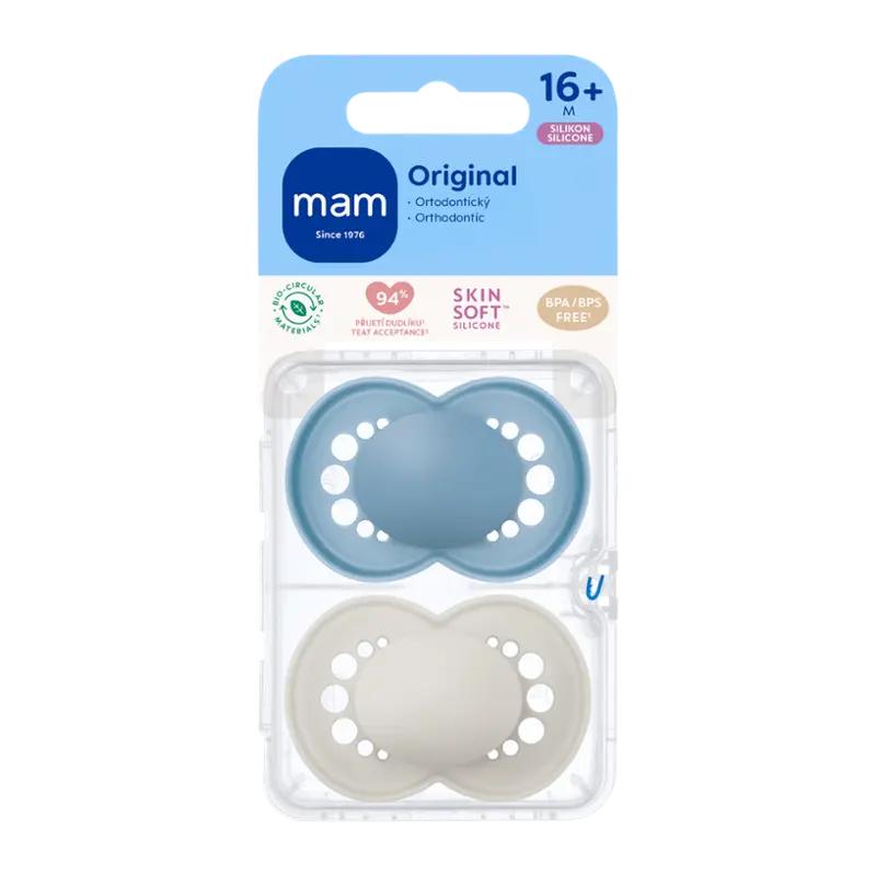 MAM Dudlík Original 16+ měs. tyrkysový/šedý, 2 ks