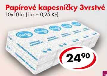 Papírové kapesníčky 3vrstvé, 10x10 ks